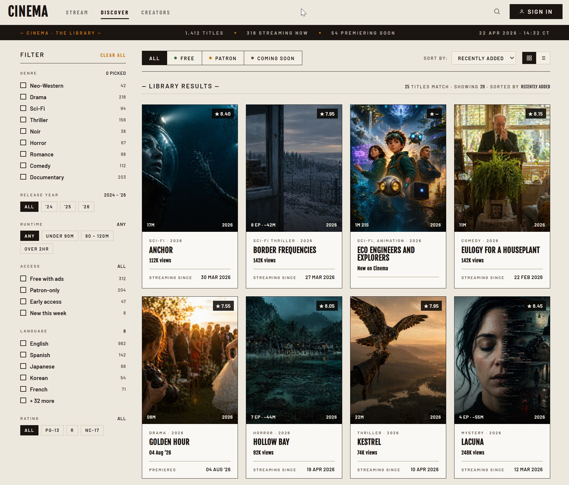Discover — the library with filters