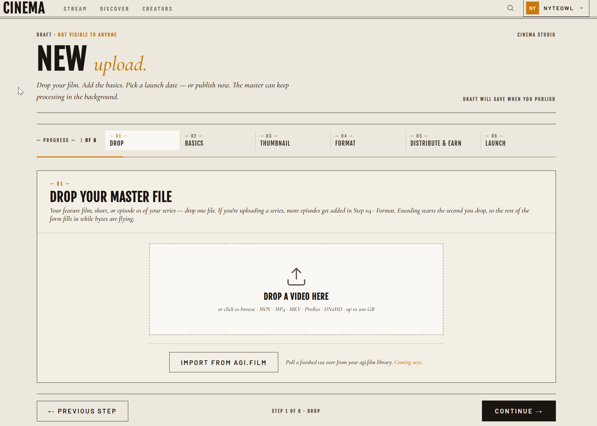 Upload flow preview